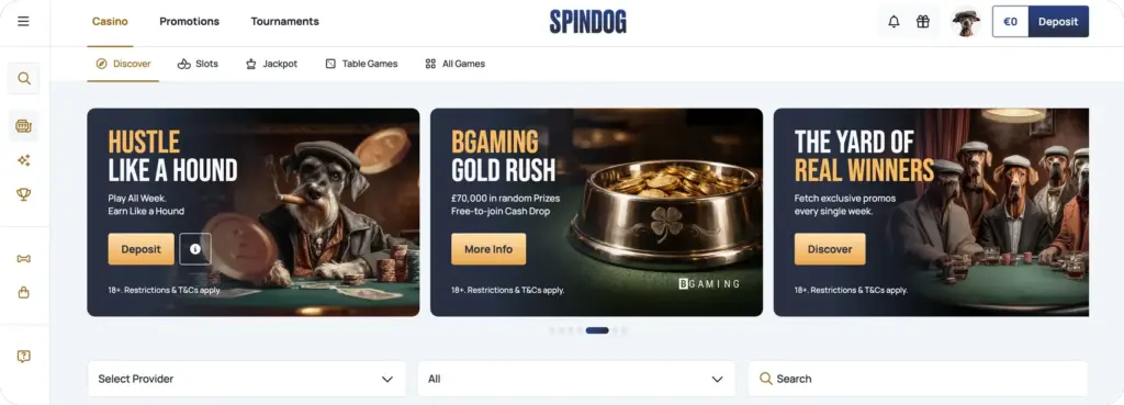 SpinDog spelaanbod 